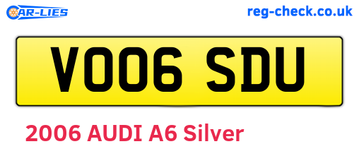 VO06SDU are the vehicle registration plates.