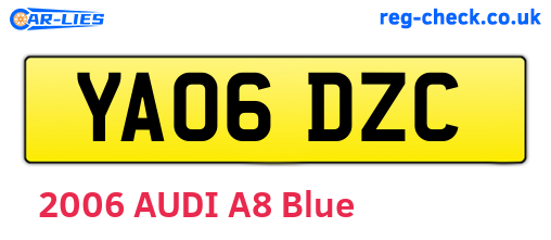 YA06DZC are the vehicle registration plates.