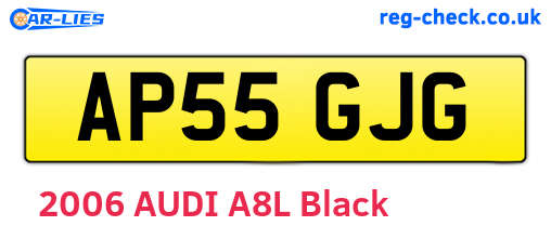 AP55GJG are the vehicle registration plates.