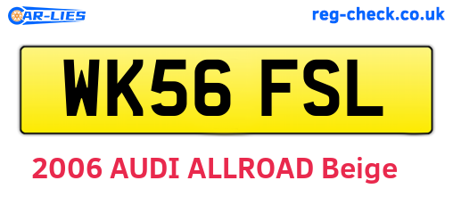 WK56FSL are the vehicle registration plates.