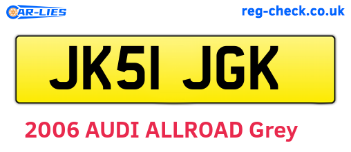 JK51JGK are the vehicle registration plates.