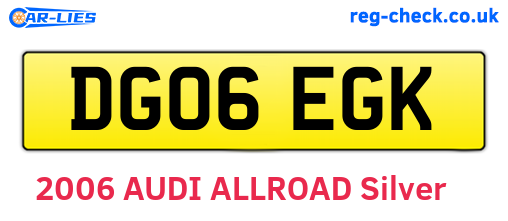 DG06EGK are the vehicle registration plates.