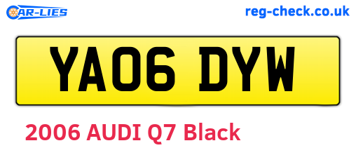 YA06DYW are the vehicle registration plates.