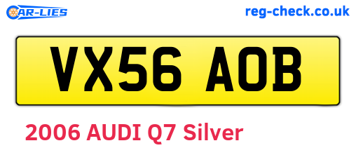 VX56AOB are the vehicle registration plates.