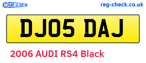 DJ05DAJ are the vehicle registration plates.