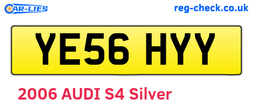 YE56HYY are the vehicle registration plates.