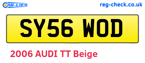 SY56WOD are the vehicle registration plates.