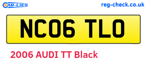 NC06TLO are the vehicle registration plates.
