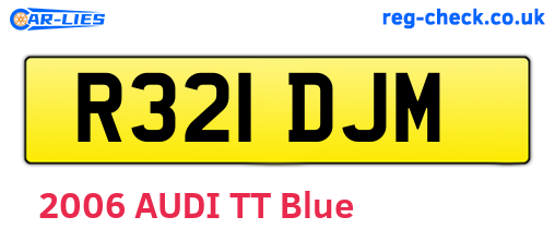R321DJM are the vehicle registration plates.
