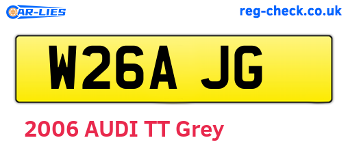 W26AJG are the vehicle registration plates.
