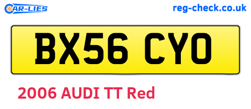 BX56CYO are the vehicle registration plates.