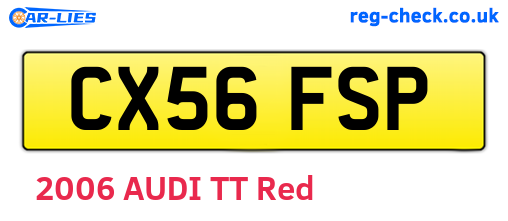 CX56FSP are the vehicle registration plates.
