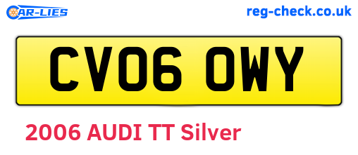 CV06OWY are the vehicle registration plates.