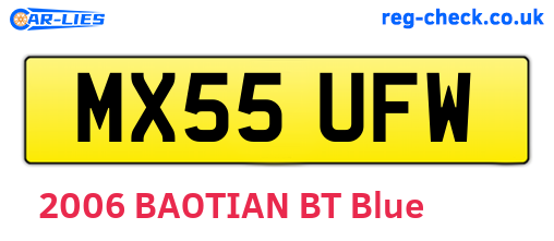 MX55UFW are the vehicle registration plates.