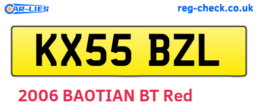 KX55BZL are the vehicle registration plates.