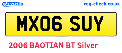 MX06SUY are the vehicle registration plates.