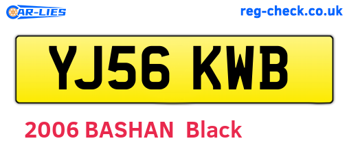 YJ56KWB are the vehicle registration plates.