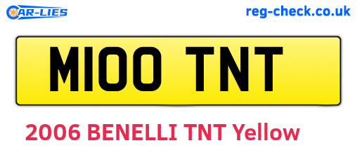 M100TNT are the vehicle registration plates.