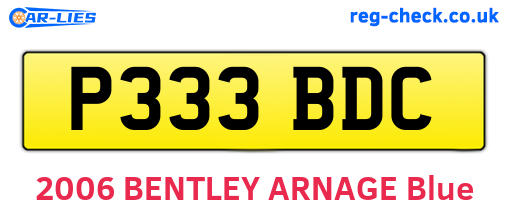 P333BDC are the vehicle registration plates.