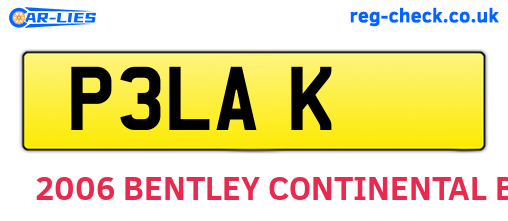 P3LAK are the vehicle registration plates.