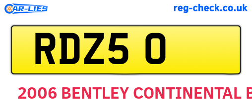 RDZ50 are the vehicle registration plates.