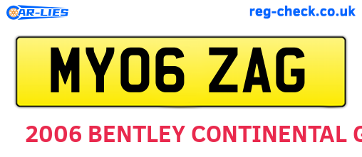 MY06ZAG are the vehicle registration plates.