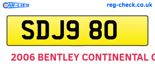 SDJ980 are the vehicle registration plates.