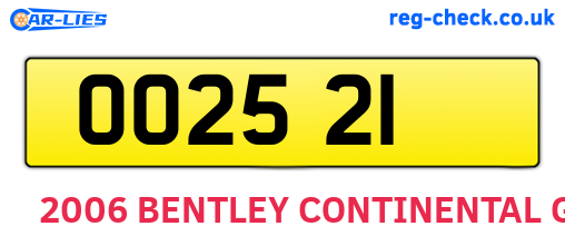 OO2521 are the vehicle registration plates.