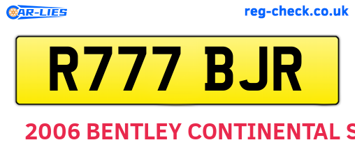 R777BJR are the vehicle registration plates.