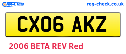 CX06AKZ are the vehicle registration plates.