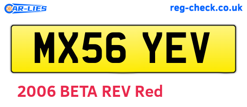 MX56YEV are the vehicle registration plates.
