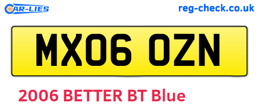 MX06OZN are the vehicle registration plates.