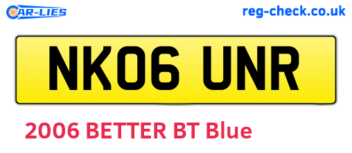 NK06UNR are the vehicle registration plates.
