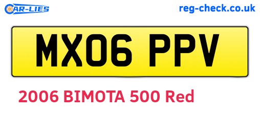 MX06PPV are the vehicle registration plates.