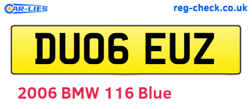 DU06EUZ are the vehicle registration plates.
