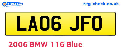 LA06JFO are the vehicle registration plates.