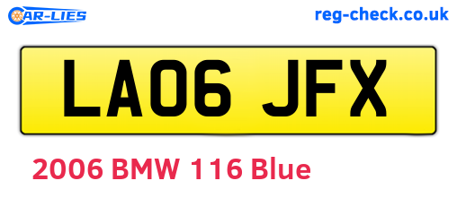 LA06JFX are the vehicle registration plates.