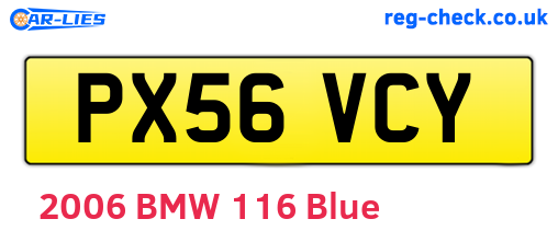 PX56VCY are the vehicle registration plates.