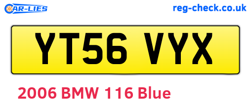 YT56VYX are the vehicle registration plates.