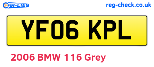 YF06KPL are the vehicle registration plates.