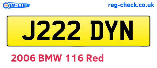 J222DYN are the vehicle registration plates.