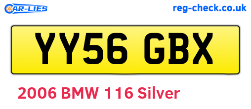 YY56GBX are the vehicle registration plates.