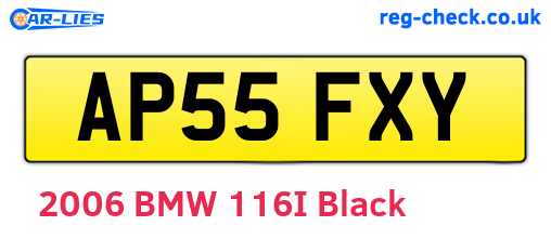 AP55FXY are the vehicle registration plates.