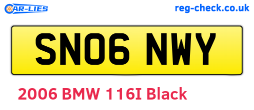 SN06NWY are the vehicle registration plates.