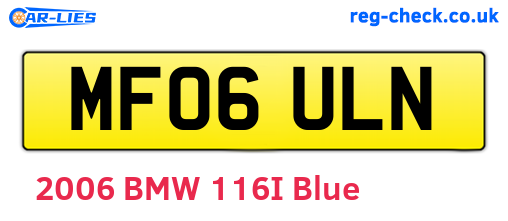 MF06ULN are the vehicle registration plates.