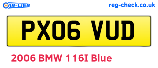 PX06VUD are the vehicle registration plates.