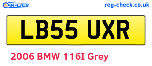 LB55UXR are the vehicle registration plates.