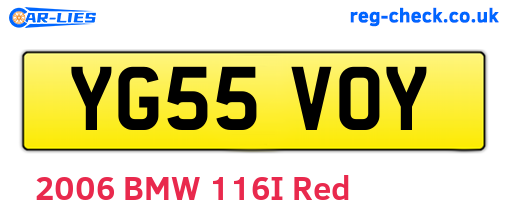 YG55VOY are the vehicle registration plates.