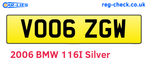 VO06ZGW are the vehicle registration plates.