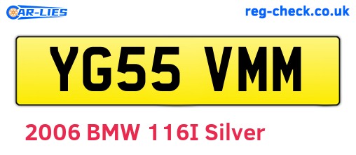 YG55VMM are the vehicle registration plates.